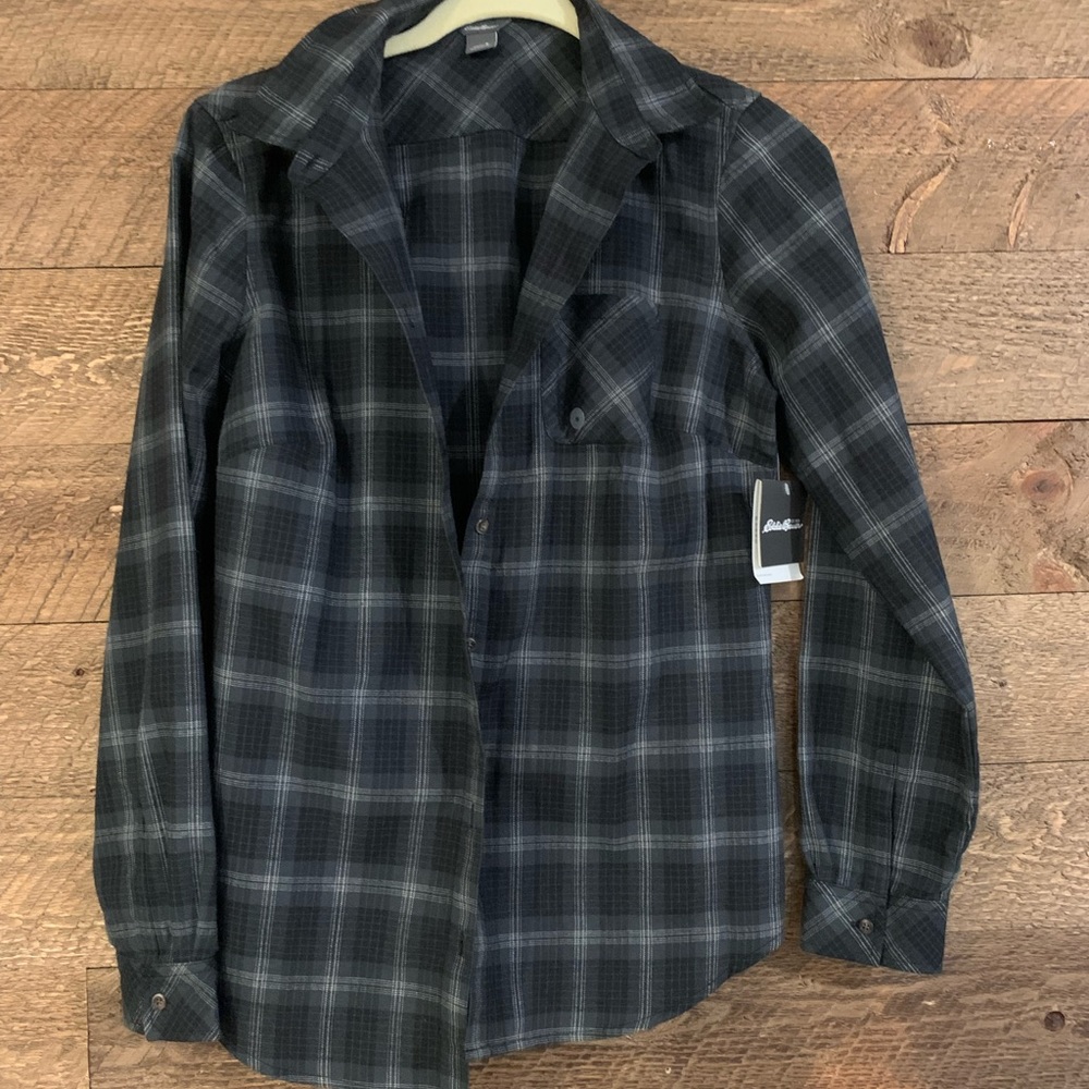 Eddie Bauer black & white button down/flannel.